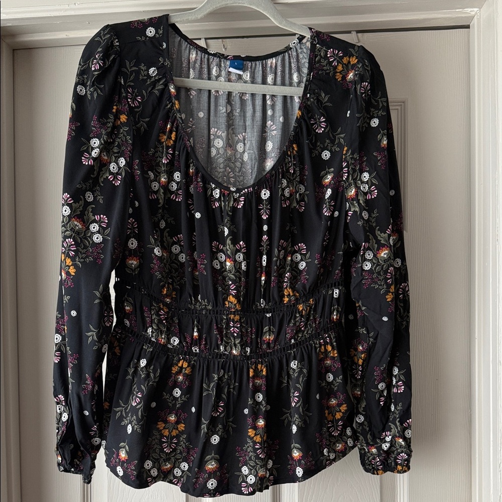 Old Navy Black Floral Blouse